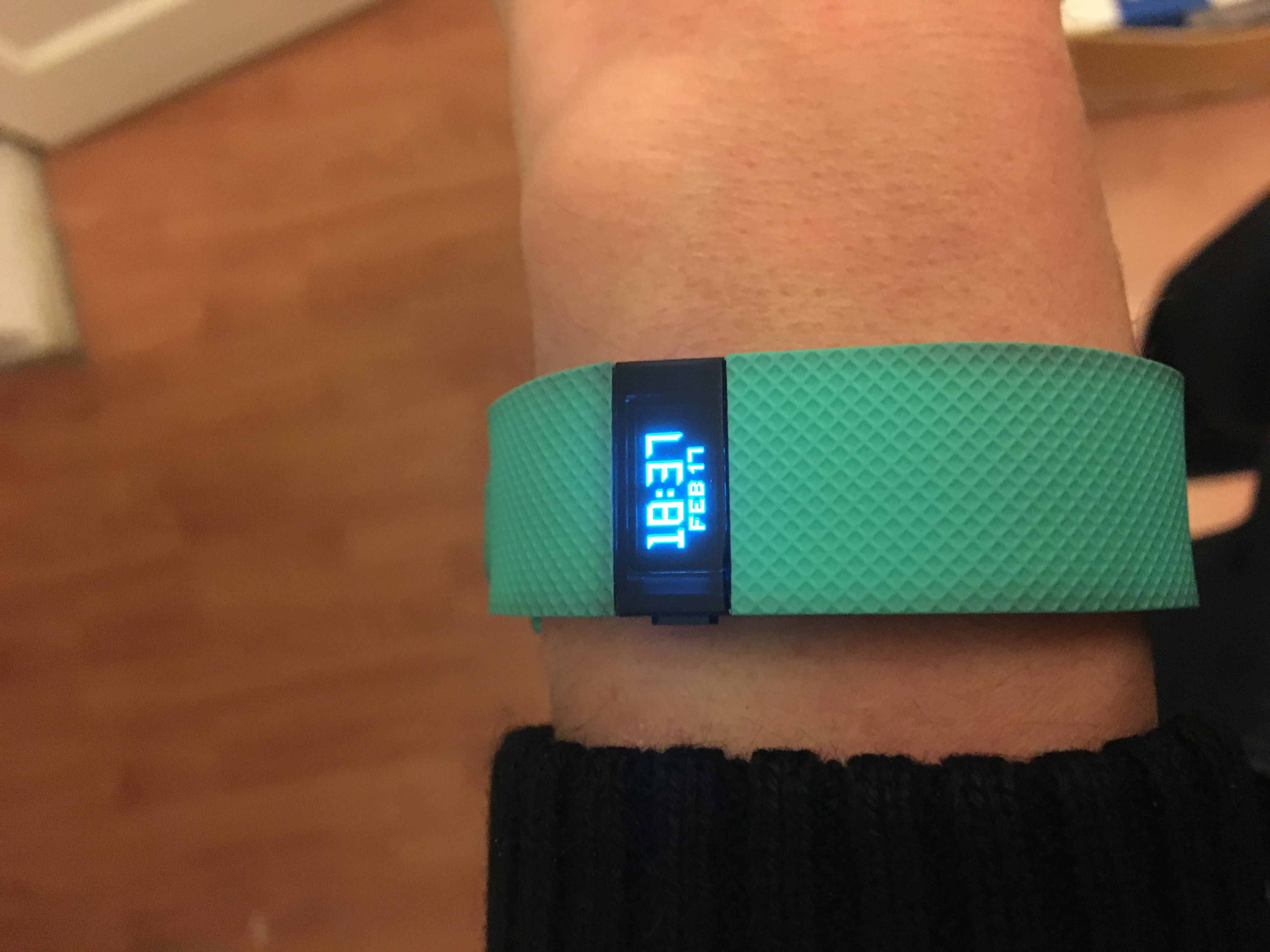 Mijn Fitbit op mijn pols